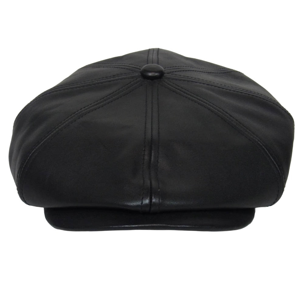 ステットソン LEATHER CASQUETTE レザー キャスケット 帽子 ブラック系 60cm【美品】【中古】