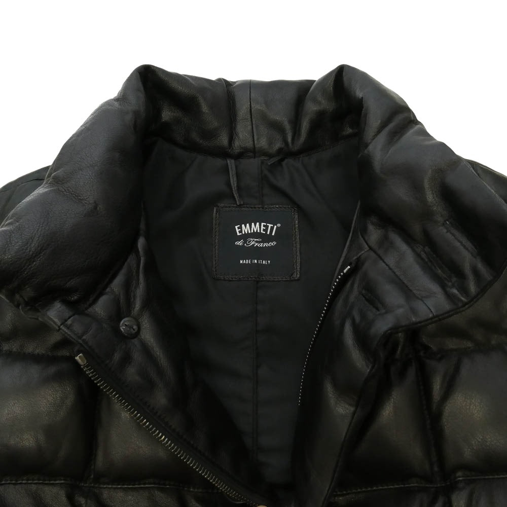 EMMETI エンメティ ラムレザー ラムスキン ダウン ベスト ブラック系 48【中古】