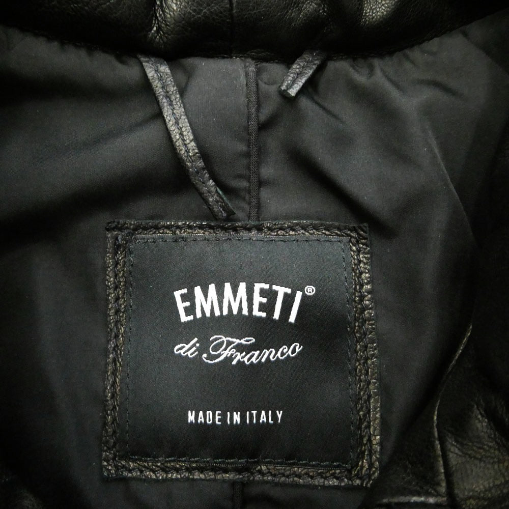 EMMETI エンメティ ラムレザー ラムスキン ダウン ベスト ブラック系 48【中古】