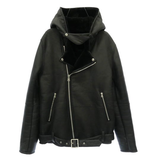 ISAMUKATAYAMA BACKLASH イサムカタヤマバックラッシュ 23AW 2068-02 NIGHT GOWNS MOUTON HOODED RIDERS ムートン フーディー ダブルライダース ジャケット ブラック系 M【中古】