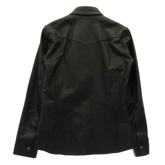 ISAMUKATAYAMA BACKLASH イサムカタヤマバックラッシュ 23SS T-254 THE LINE ザライン GUIDI CALF Leather Shirts シルバー925ボタン グイディ カーフレザー シャツ ジャケット ブラック系 L【中古】