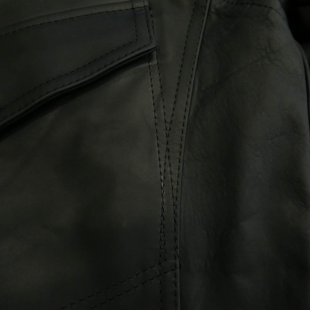 ISAMUKATAYAMA BACKLASH イサムカタヤマバックラッシュ 23SS T-254 THE LINE ザライン GUIDI CALF Leather Shirts シルバー925ボタン グイディ カーフレザー シャツ ジャケット ブラック系 L【中古】