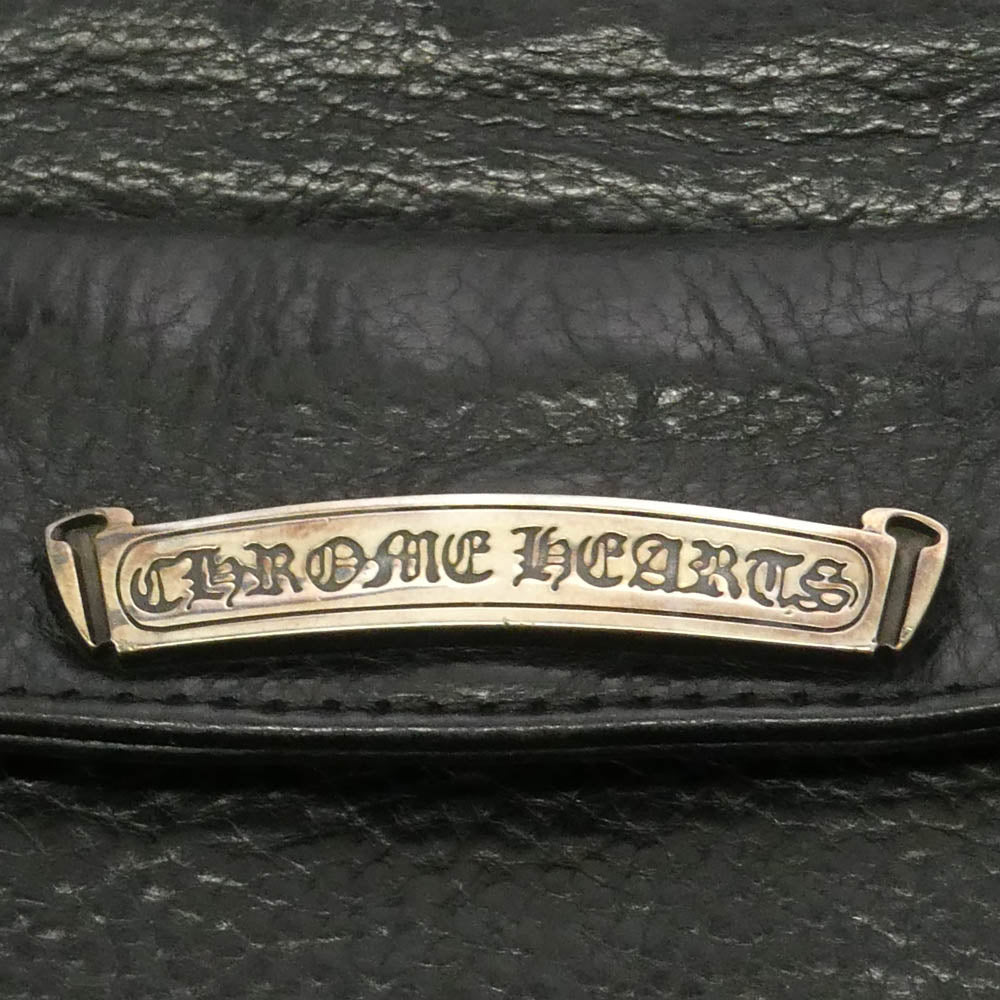CHROME HEARTS クロムハーツ（原本有） GREASY LONG  LEATHER WALLET グリーシー クロスボタン レザーロングウォレット 長財布 ブラック系【中古】 CHROME HEARTS クロムハーツ（原本有） GREASY LONG LEATHER WALLET