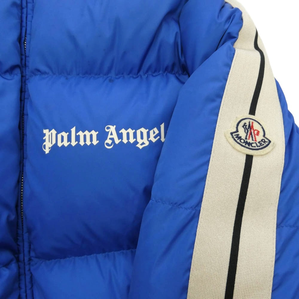 MONCLER モンクレール 22AW H209L1A00016 M2563 × Palm Angels パームエンジェルス RODMAN GIUBBOTTO ロッドマン ロゴプリント サイドライン ダウンジャケット ブルー系 2【中古】
