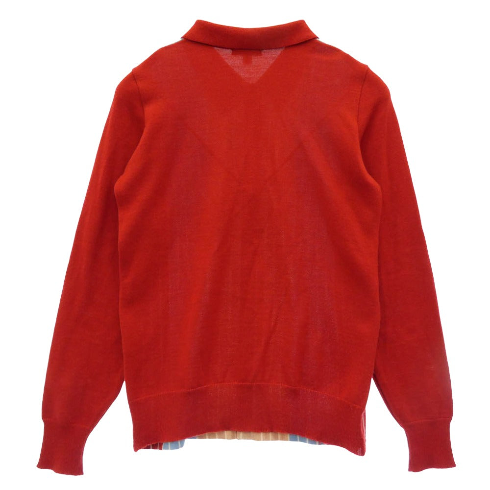 ドライボーンズ ストライプ ニット シャツ カーディガン レッド系 S【中古】