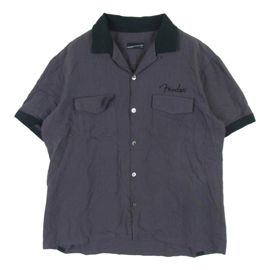 LAD MUSICIAN ラッドミュージシャン FADELESS フェイドレス 2312-101 Fender フェンダー ロゴ刺繍 レーヨン コットン 半袖 オープンカラー シャツ グレー系 44【中古】