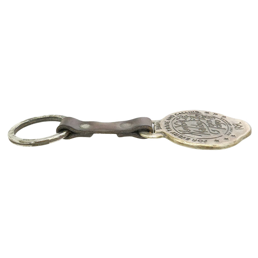 RRL ダブルアールエル レザー メタルプレート キーリング キーホルダー シルバー系【中古】