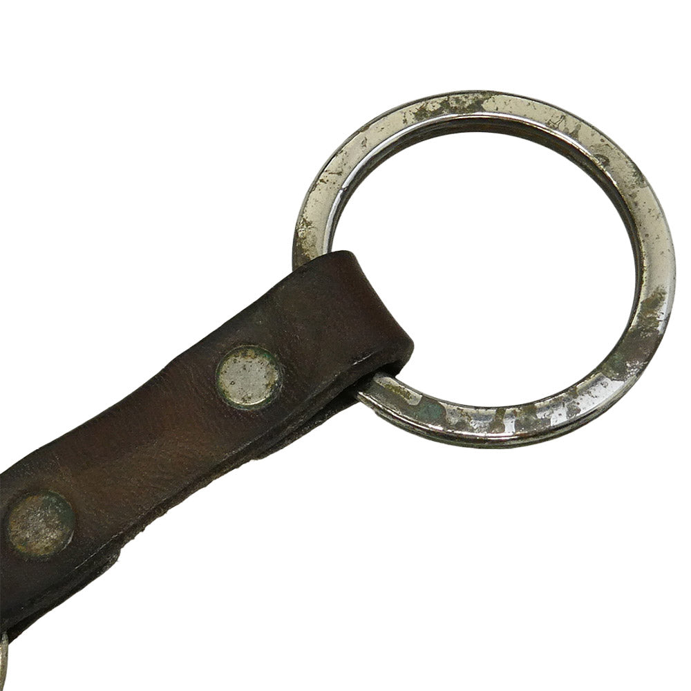 RRL ダブルアールエル レザー メタルプレート キーリング キーホルダー シルバー系【中古】