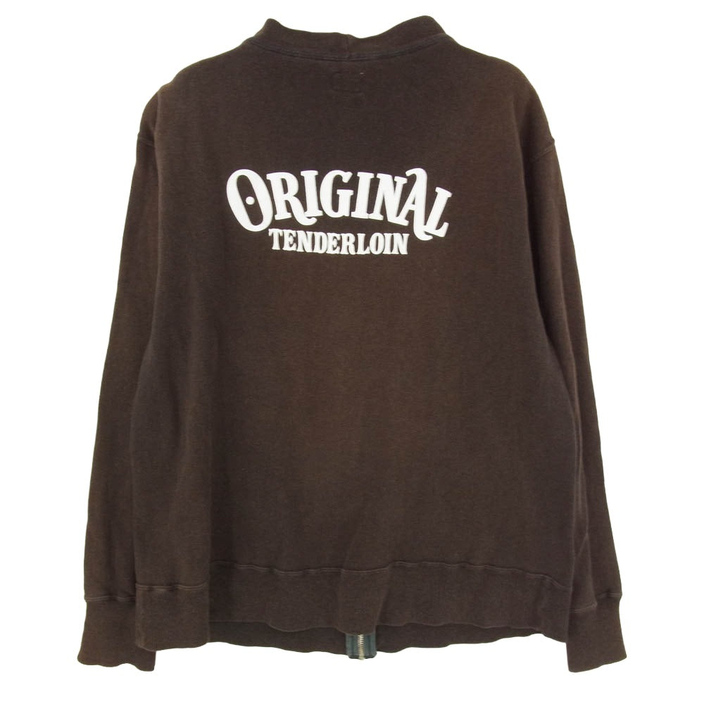 TENDERLOIN テンダーロイン バックプリント スウェット ジップアップ ジャケット ブラウン系 サイズ表記無【中古】