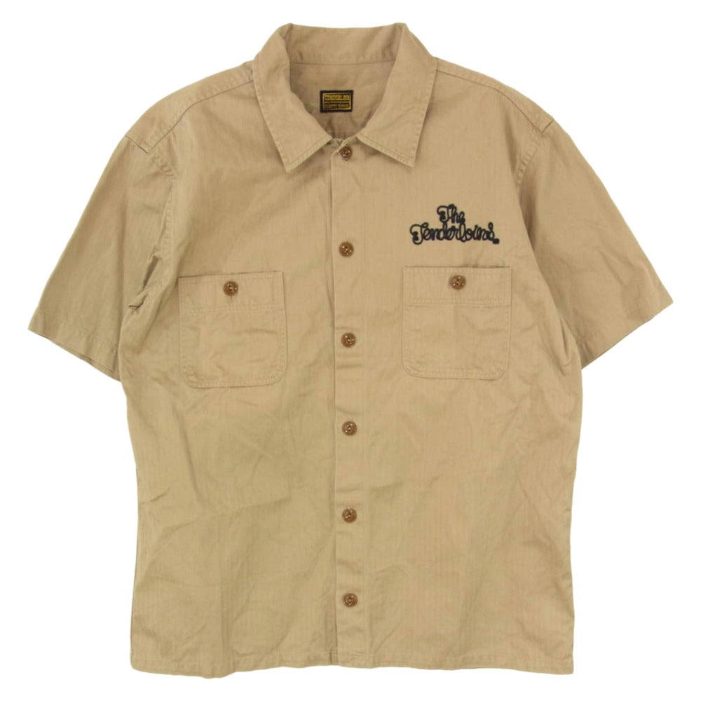 TENDERLOIN テンダーロイン T-WORK SHT HERRINGBONE S/S ヘリンボーン 半袖 ワーク シャツ ブラウン系 S【中古】