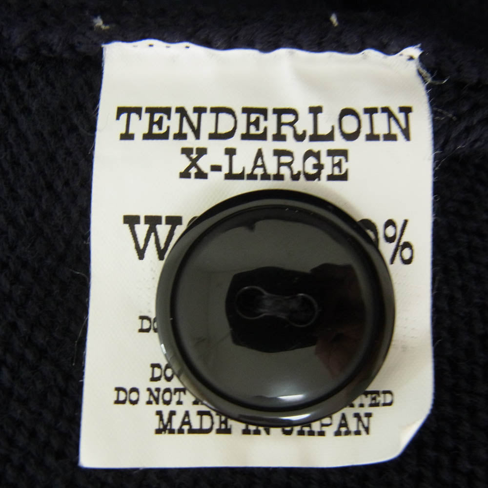 TENDERLOIN テンダーロイン T-VARSITY CARDIGAN ワッペン Vネック カーディガン ネイビー系 XL【中古】