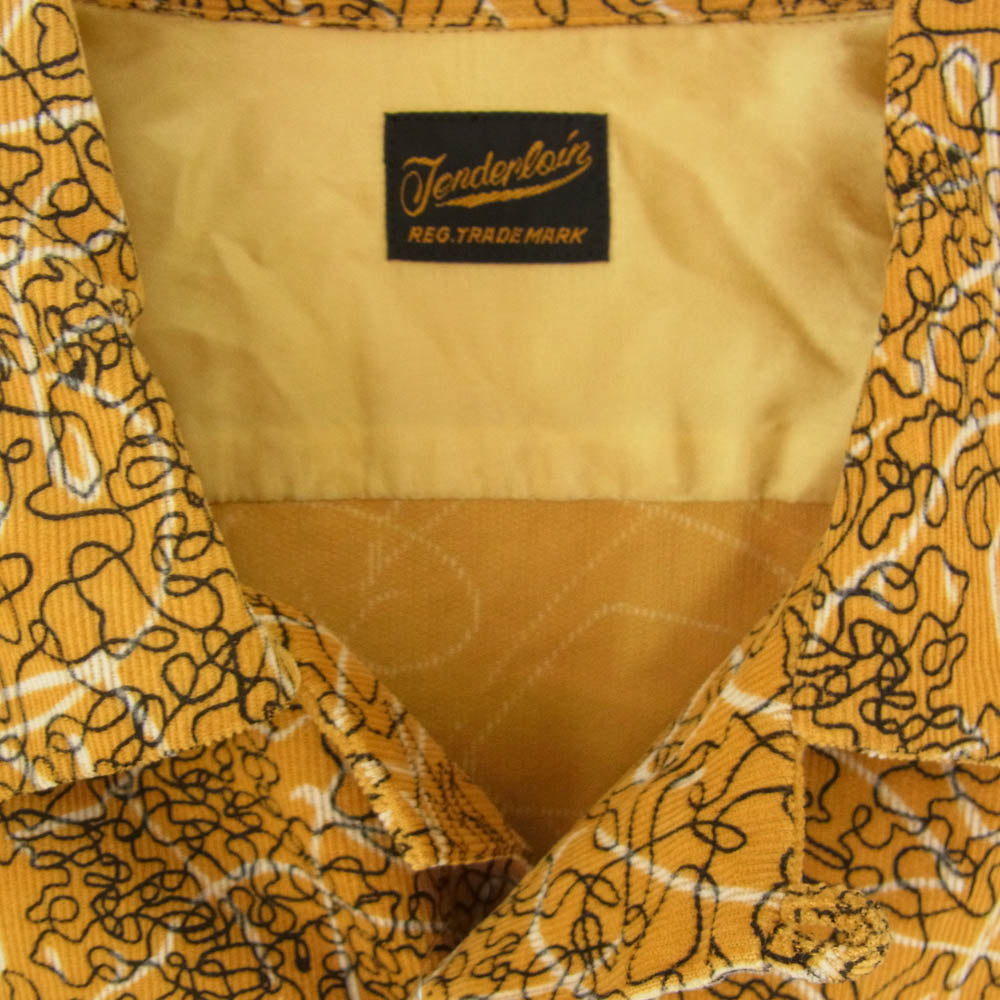 TENDERLOIN テンダーロイン T-CORDUROY SH AS 総柄 コーデュロイ 長袖 シャツ イエロー系 S【中古】