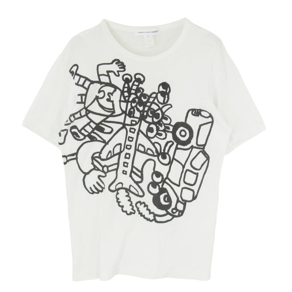 COMME des GARCONS コムデギャルソン SHIRT 17SS Noah Lyon Sketch Tee ノアリヨン スケッチ 半袖 Ｔシャツ ホワイト系 L【中古】