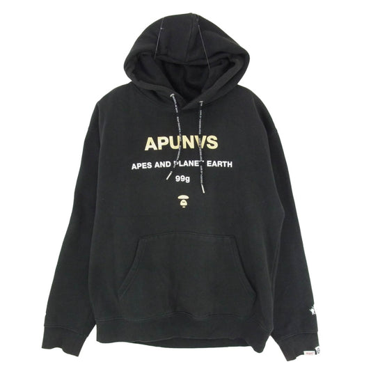 A BATHING APE アベイシングエイプ AAPSWM3879XXH Aape プリント スウェット プルオーバー パーカー ブラック系 S【中古】