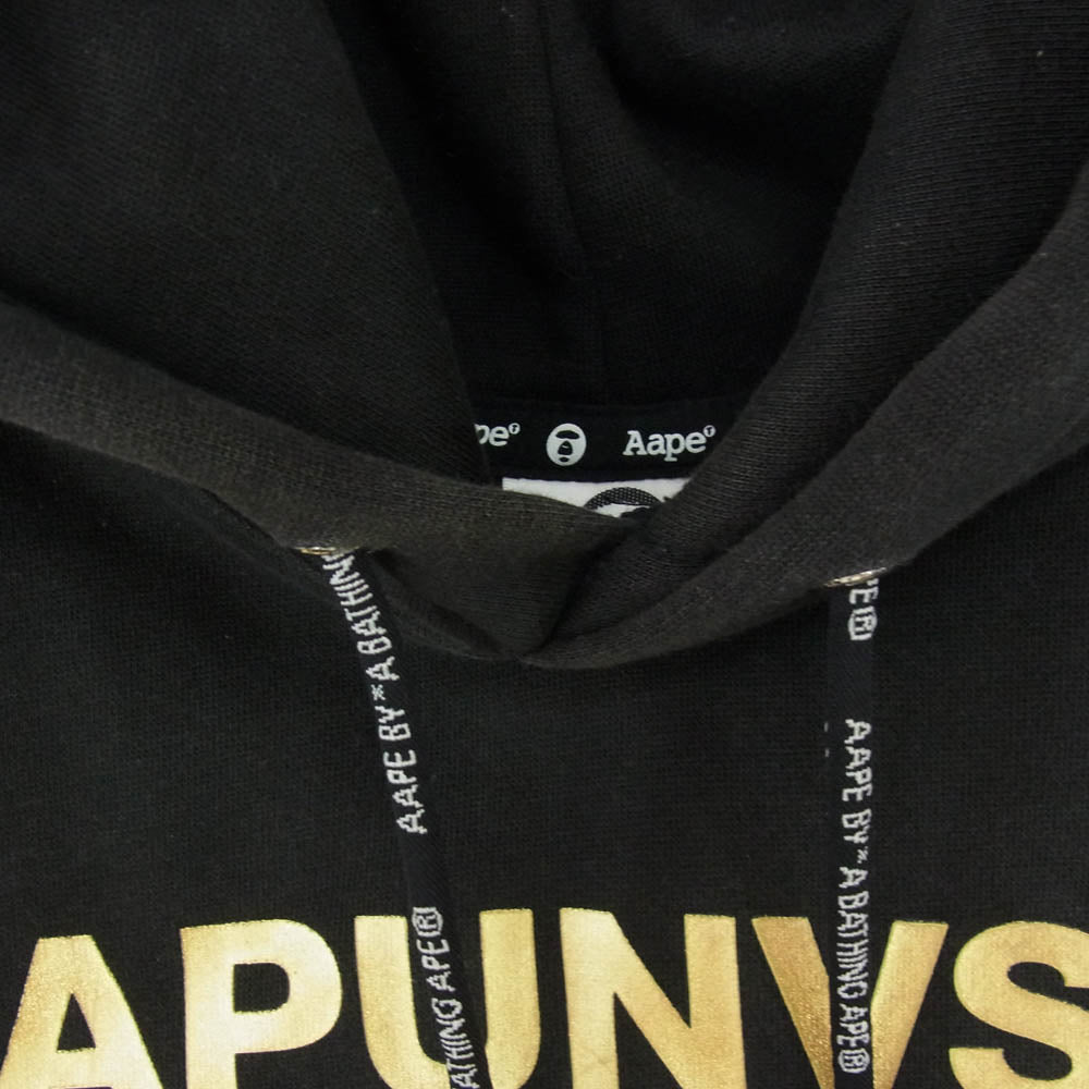 A BATHING APE アベイシングエイプ AAPSWM3879XXH Aape プリント スウェット プルオーバー パーカー ブラック系 S【中古】