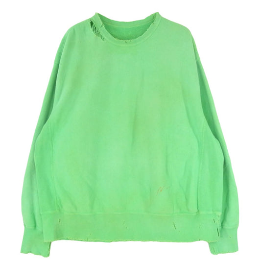 ANCELLM アンセルム 23SS ANC-CT14 DYED DAMAGE SWEAT SHIRT ロゴ刺繍 スウェット グリーン系 2【中古】