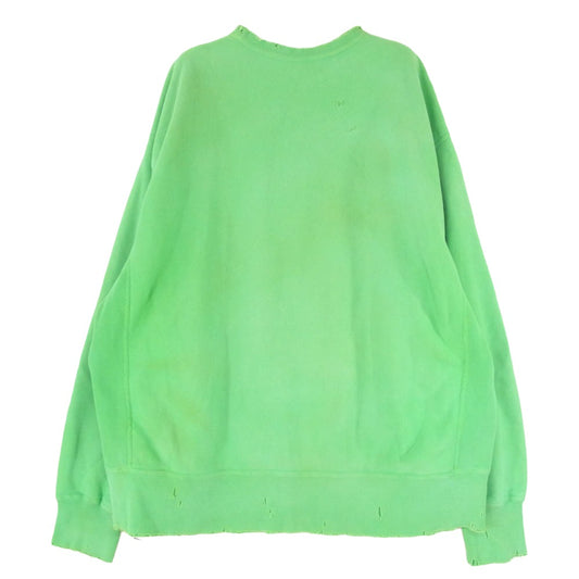 ANCELLM アンセルム 23SS ANC-CT14 DYED DAMAGE SWEAT SHIRT ロゴ刺繍 スウェット グリーン系 2【中古】
