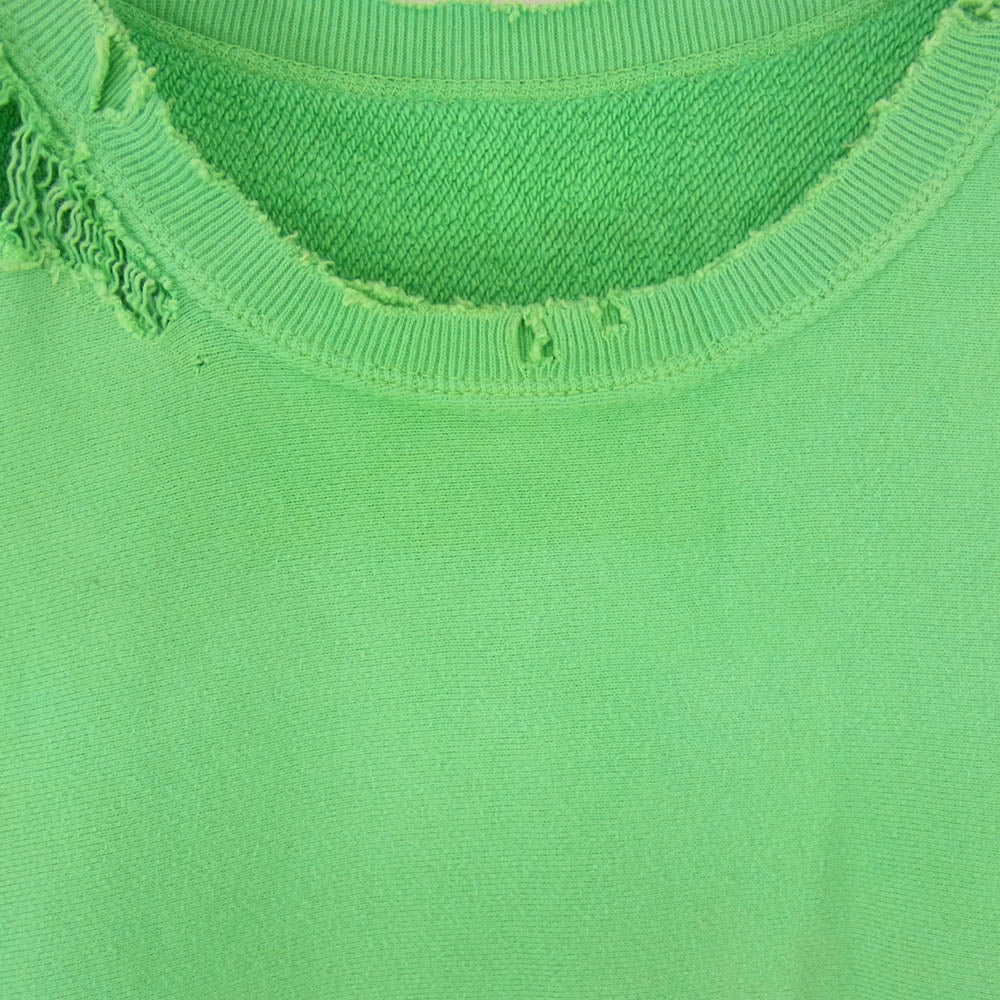 ANCELLM アンセルム 23SS ANC-CT14 DYED DAMAGE SWEAT SHIRT ロゴ刺繍 スウェット グリーン系 2【中古】