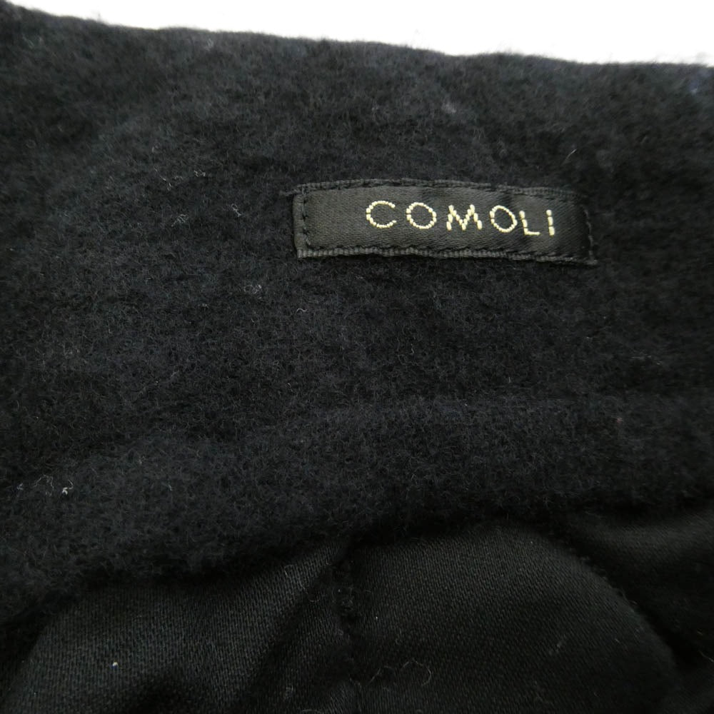 COMOLI コモリ 22AW W03-03019 縮絨ウール バック ストラップ ストレート パンツ ダークネイビー系 3【極上美品】【中古】