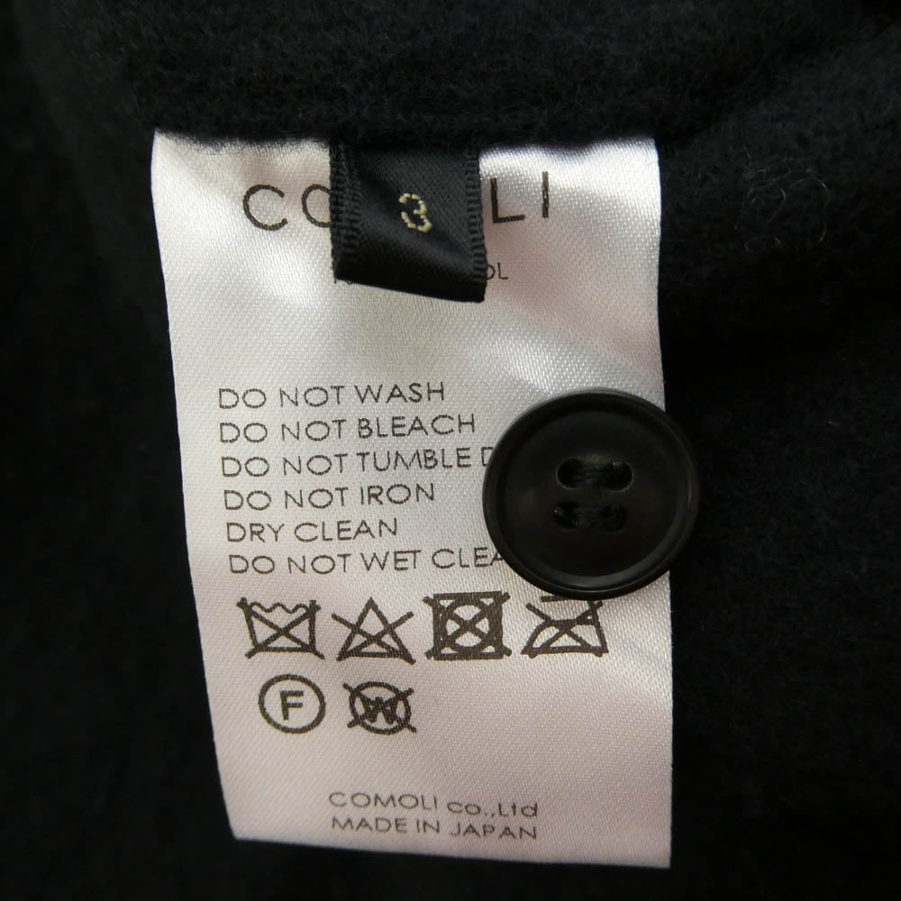 COMOLI コモリ 22AW W03-03019 縮絨ウール バック ストラップ ストレート パンツ ダークネイビー系 3【極上美品】【中古】