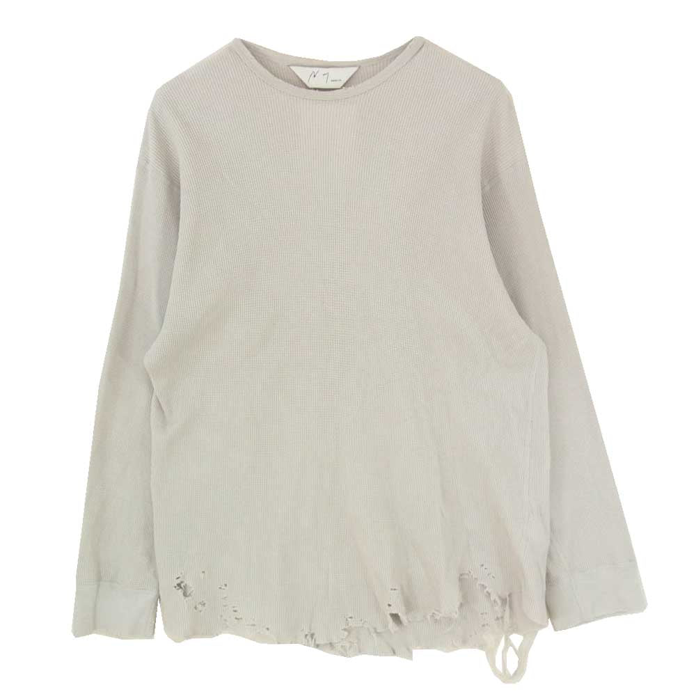 ANCELLM アンセルム 26SS ANC-STD-CT03 DAMAGE WAFFLE CREW LS T-SHIRT ダメージ ワッフル クルー ロングスリーブ Tシャツ グレー系 0 【中古】