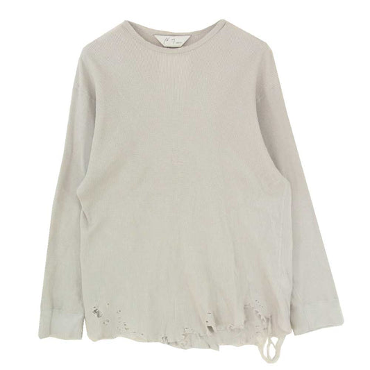 ANCELLM アンセルム 26SS ANC-STD-CT03 DAMAGE WAFFLE CREW LS T-SHIRT ダメージ ワッフル クルー ロングスリーブ Tシャツ グレー系 0 【中古】