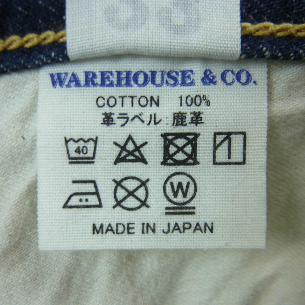 WAREHOUSE ウエアハウス 1001XX 1947モデル ワンウォッシュ ボタンフライ ジーンズ デニム パンツ インディゴブルー系 W33 L32【美品】【中古】