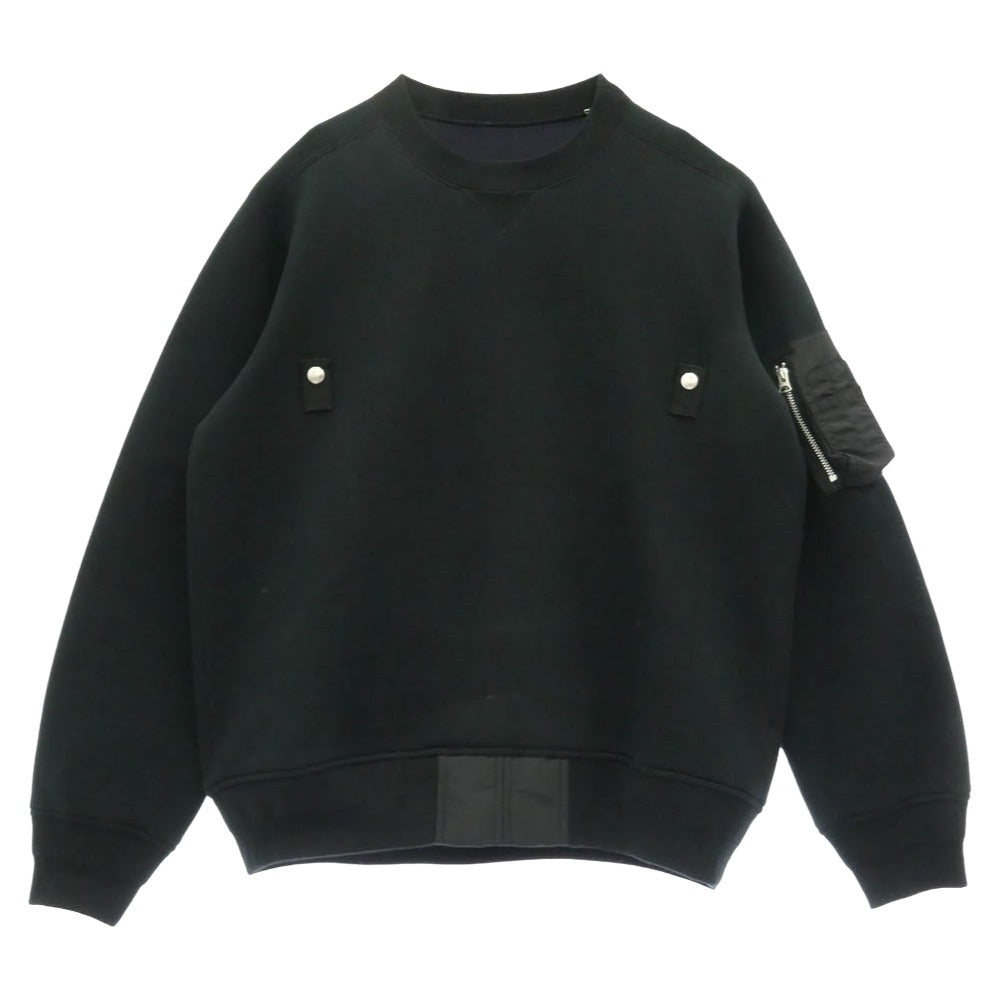 Sacai サカイ 25AW 25-03789M Sponge Sweat Pullover ジッパーポケット プルオーバー スポンジ スウェット ブラック系 2【中古】