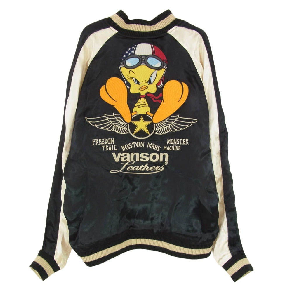 VANSON バンソン looney tunes ルーニー ルーニーチューンズ リバーシブル 刺繍 スカジャン ネイビー系 M【中古】