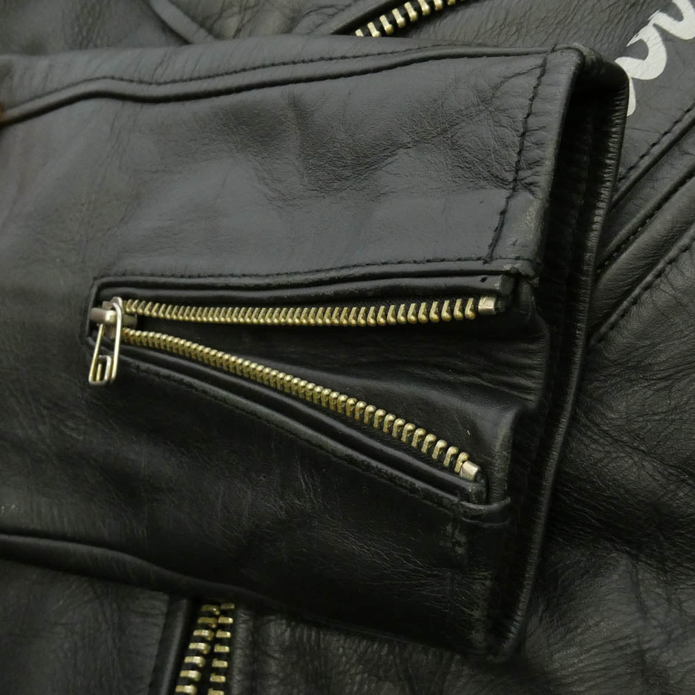 AVIREX アヴィレックス 90s 羊革 ダブル ライダース レザー ジャケット ブラック系 S【中古】