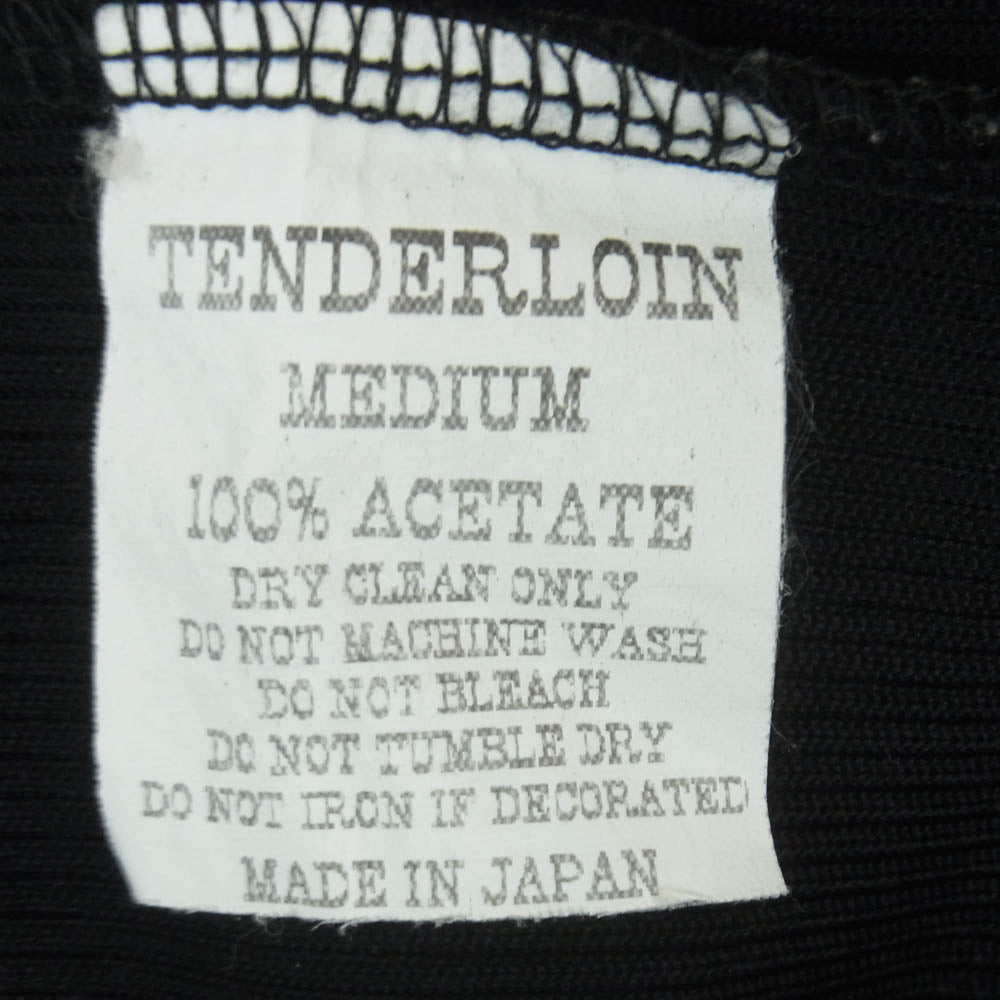 TENDERLOIN テンダーロイン チェーン ロゴ アセテート リブ 半袖 ポロシャツ 日本製 ブラック系 M【中古】
