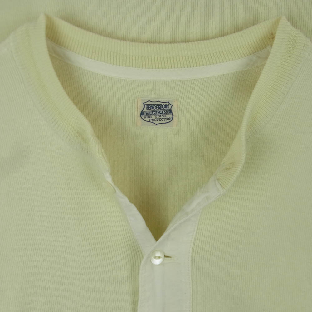 TENDERLOIN テンダーロイン T-HENRY ヘンリーネック コットン リブ 長袖 カットソー 日本製 クリーム色系 S【中古】