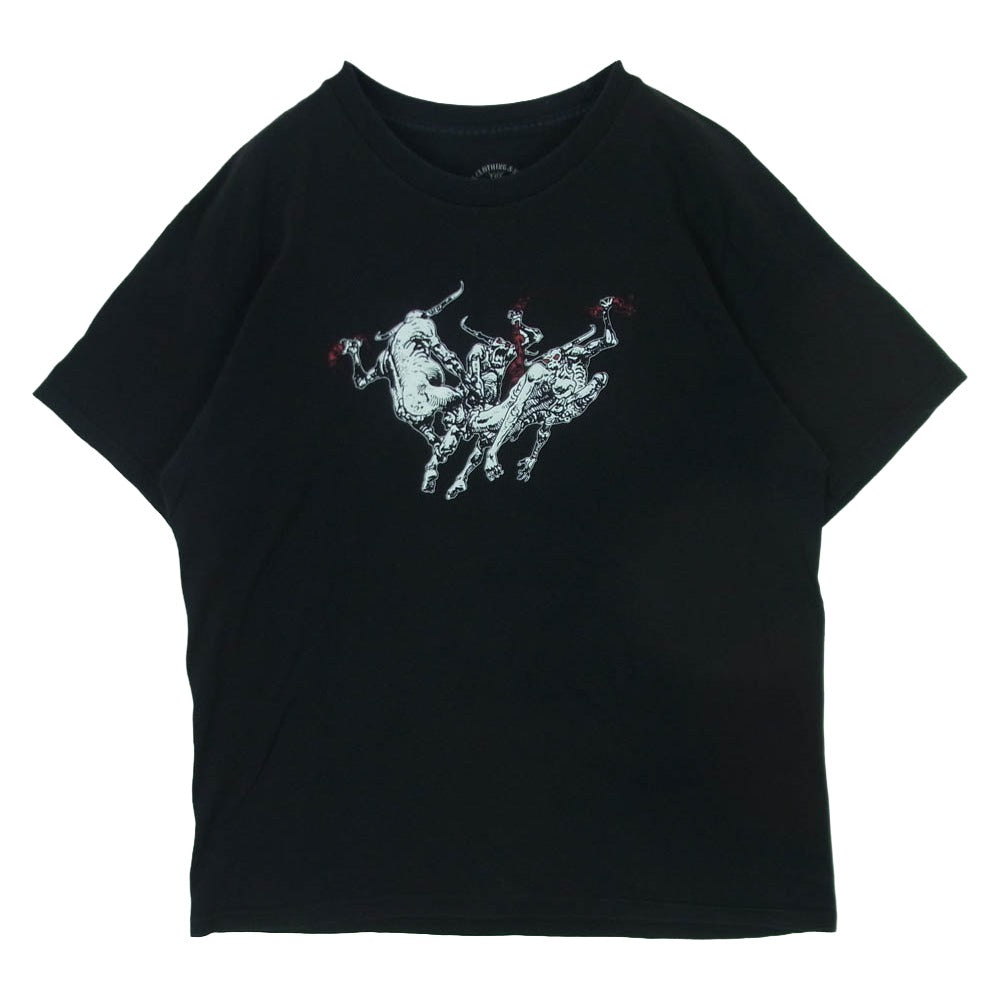 TENDERLOIN テンダーロイン T-TEE HELL AWAITS マッドドッグ プロントプリント Tシャツ 半袖 カットソー ブラック系 L【中古】