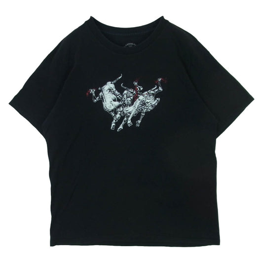 TENDERLOIN テンダーロイン T-TEE HELL AWAITS マッドドッグ プロントプリント Tシャツ 半袖 カットソー ブラック系 L【中古】