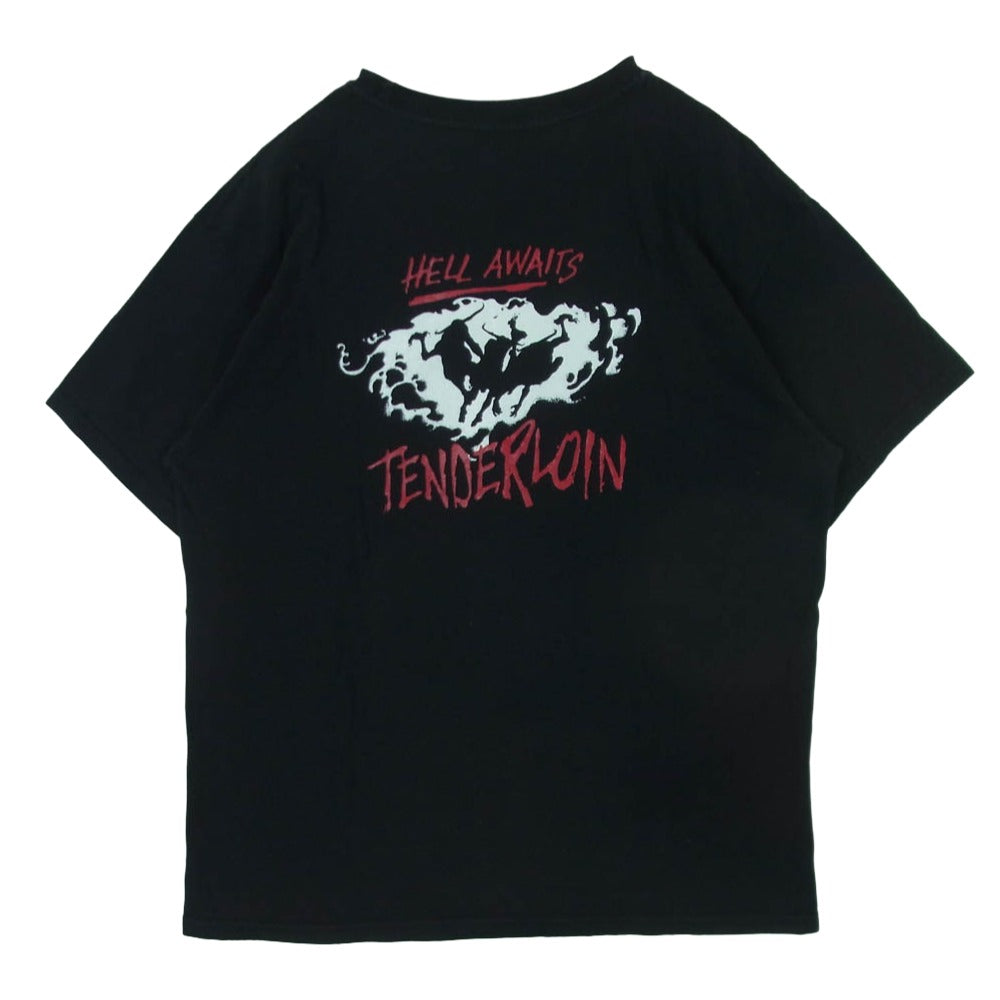 TENDERLOIN テンダーロイン T-TEE HELL AWAITS マッドドッグ プロントプリント Tシャツ 半袖 カットソー ブラック系 L【中古】