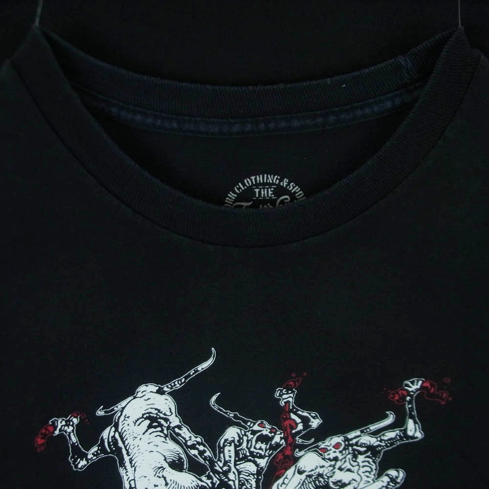 TENDERLOIN テンダーロイン T-TEE HELL AWAITS マッドドッグ プロントプリント Tシャツ 半袖 カットソー ブラック系 L【中古】