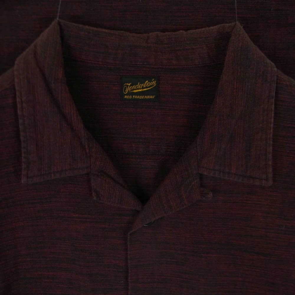 TENDERLOIN テンダーロイン T-BAJA SHT S/S スラブボーダー オープンカラー 開襟 コットン 半袖 シャツ レッド系 ブラック系 S【中古】