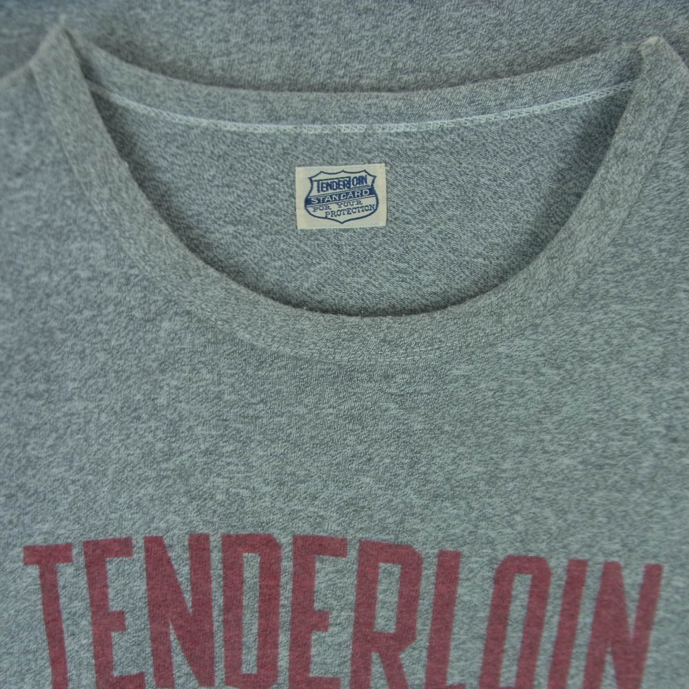 TENDERLOIN テンダーロイン 染み込み ロゴプリント 霜降り Tシャツ 半袖 カットソー 日本製 グレー系 L【中古】