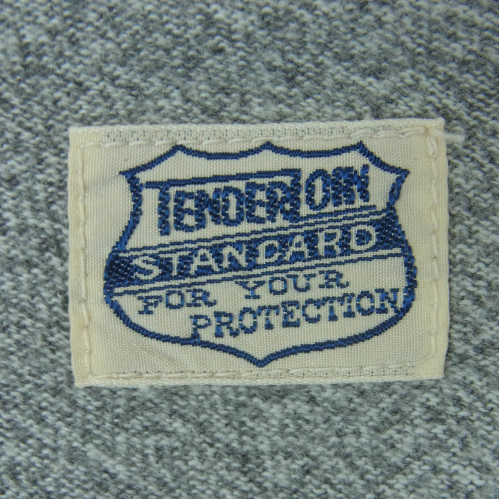 TENDERLOIN テンダーロイン 染み込み ロゴプリント 霜降り Tシャツ 半袖 カットソー 日本製 グレー系 L【中古】