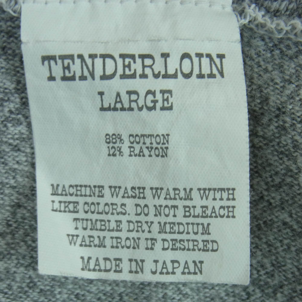 TENDERLOIN テンダーロイン 染み込み ロゴプリント 霜降り Tシャツ 半袖 カットソー 日本製 グレー系 L【中古】