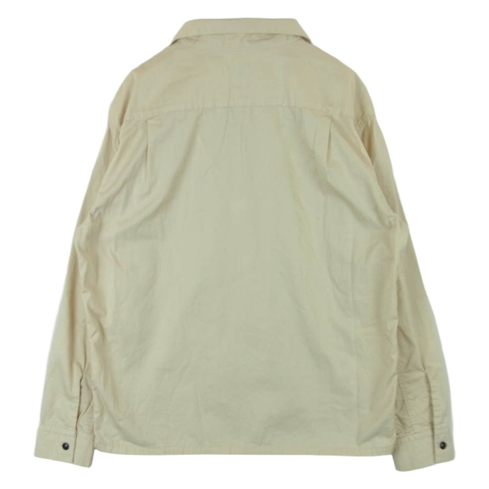 TENDERLOIN テンダーロイン オープンカラー ロゴ 胸ポケット コットン 長袖 シャツ 日本製 ベージュ系 S【中古】