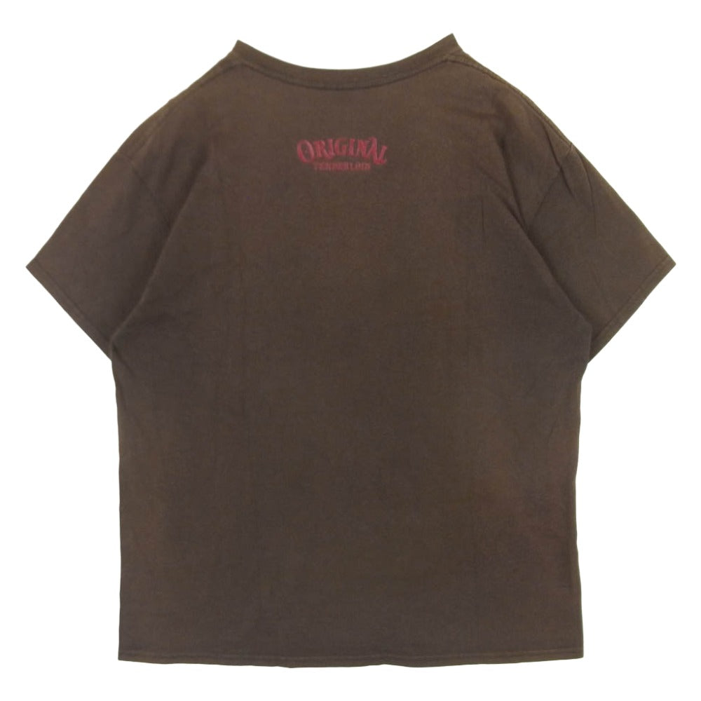 TENDERLOIN テンダーロイン 15SS 本店限定 T-TEE TENDERLOIN TOKYO ユーズド加工 ロゴプリント Tシャツ 半袖 カットソー ブラウン系 L【中古】