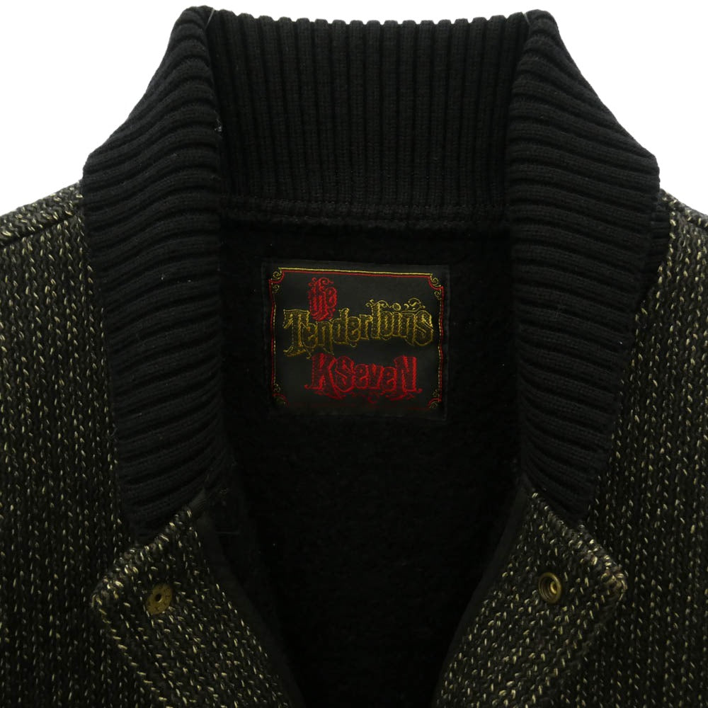 TENDERLOIN テンダーロイン T-BROWN BEACH JKT ブラウン ビーチ スナップボタン ウール ニット ジャケット ダークブラウン系 S【中古】