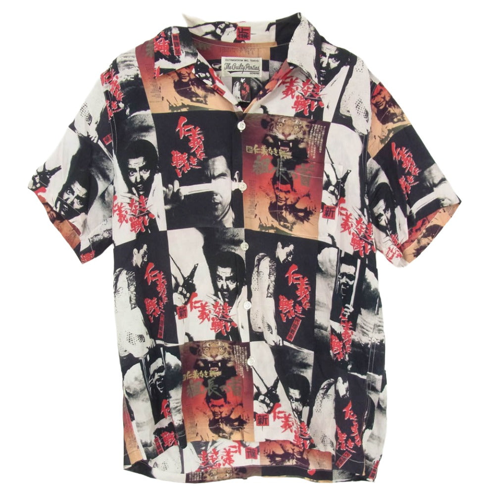 WACKO MARIA ワコマリア 20SS WAMA-0208 仁義なき戦い HAWAIIAN SHIRT オープンカラー ハワイアン 半袖 シャツ ブラック系 S【中古】