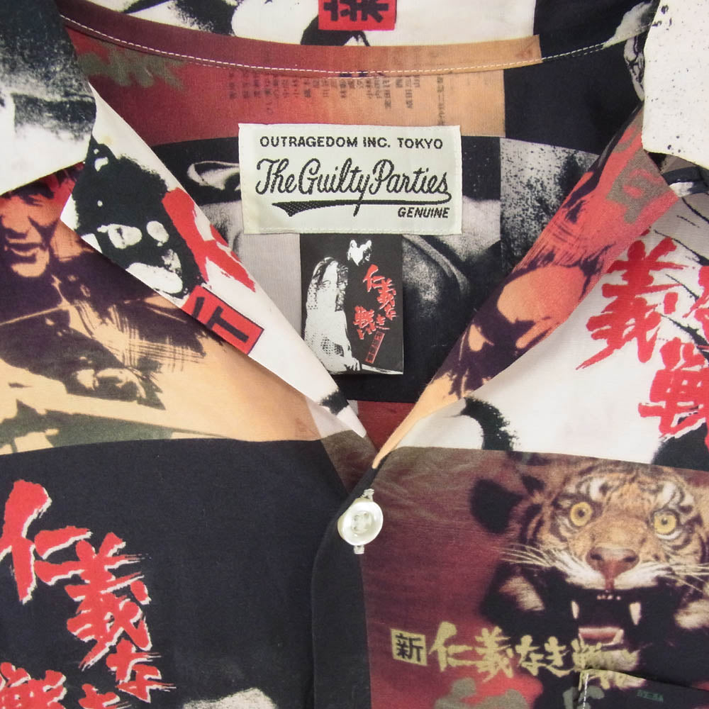 WACKO MARIA ワコマリア 20SS WAMA-0208 仁義なき戦い HAWAIIAN SHIRT オープンカラー ハワイアン 半袖 シャツ ブラック系 S【中古】