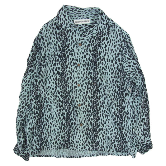WACKO MARIA ワコマリア 23AW 23FW-WMS-HI07 HAWAIIAN SHIRT L/S レオパード柄 オープンカラー 長袖 シャツ ブルー系 L【中古】