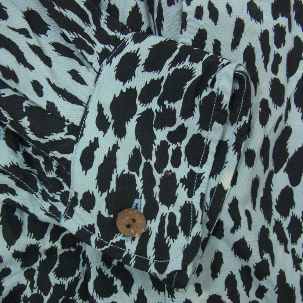 WACKO MARIA ワコマリア 23AW 23FW-WMS-HI07 HAWAIIAN SHIRT L/S レオパード柄 オープンカラー 長袖 シャツ ブルー系 L【中古】
