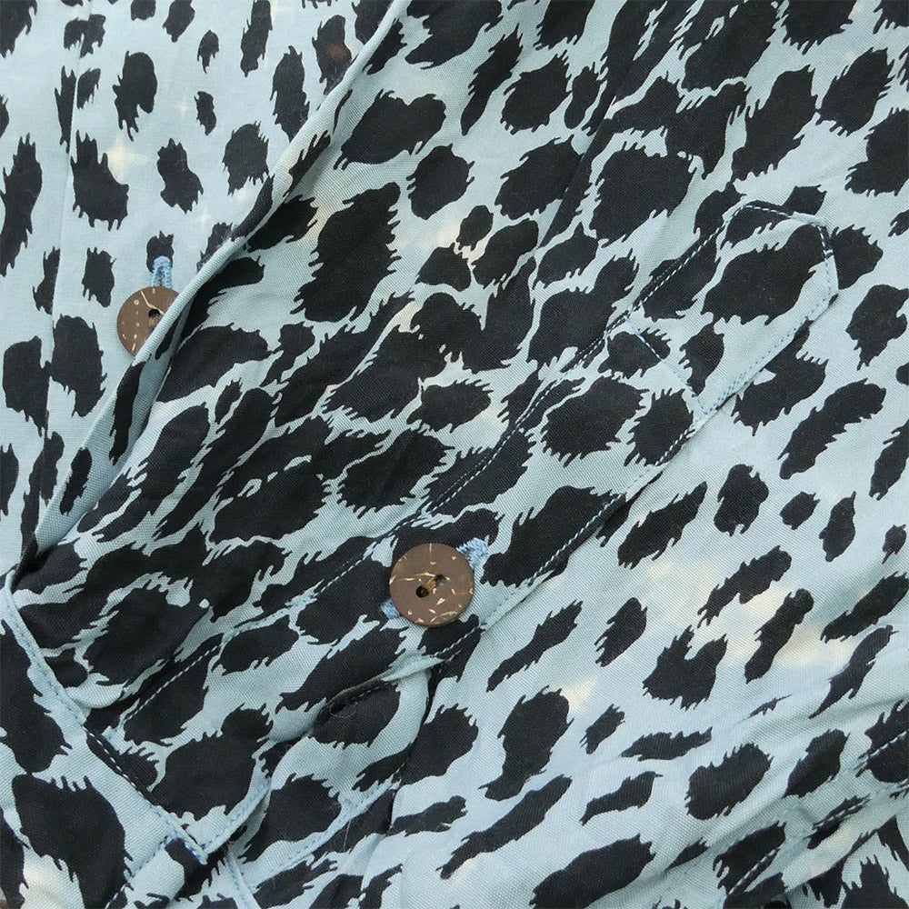 WACKO MARIA ワコマリア 23AW 23FW-WMS-HI07 HAWAIIAN SHIRT L/S レオパード柄 オープンカラー 長袖 シャツ ブルー系 L【中古】