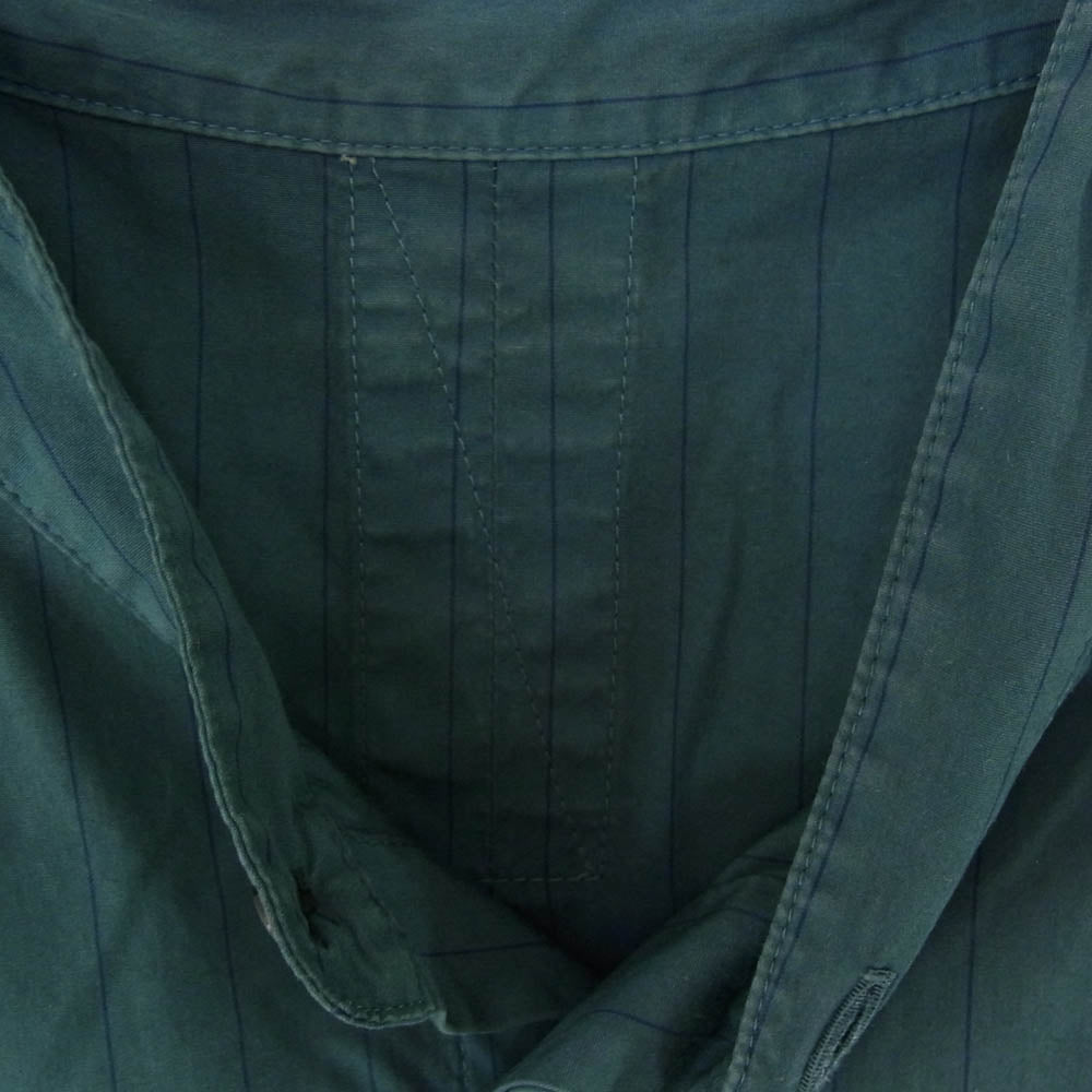 YOKE ヨーク 23SS YK23SS0473SH Garment Dye Stripe Band Collar Shirt ガーメントダイ ストライプ バンドカラー 長袖 シャツ グリーン系 3【中古】