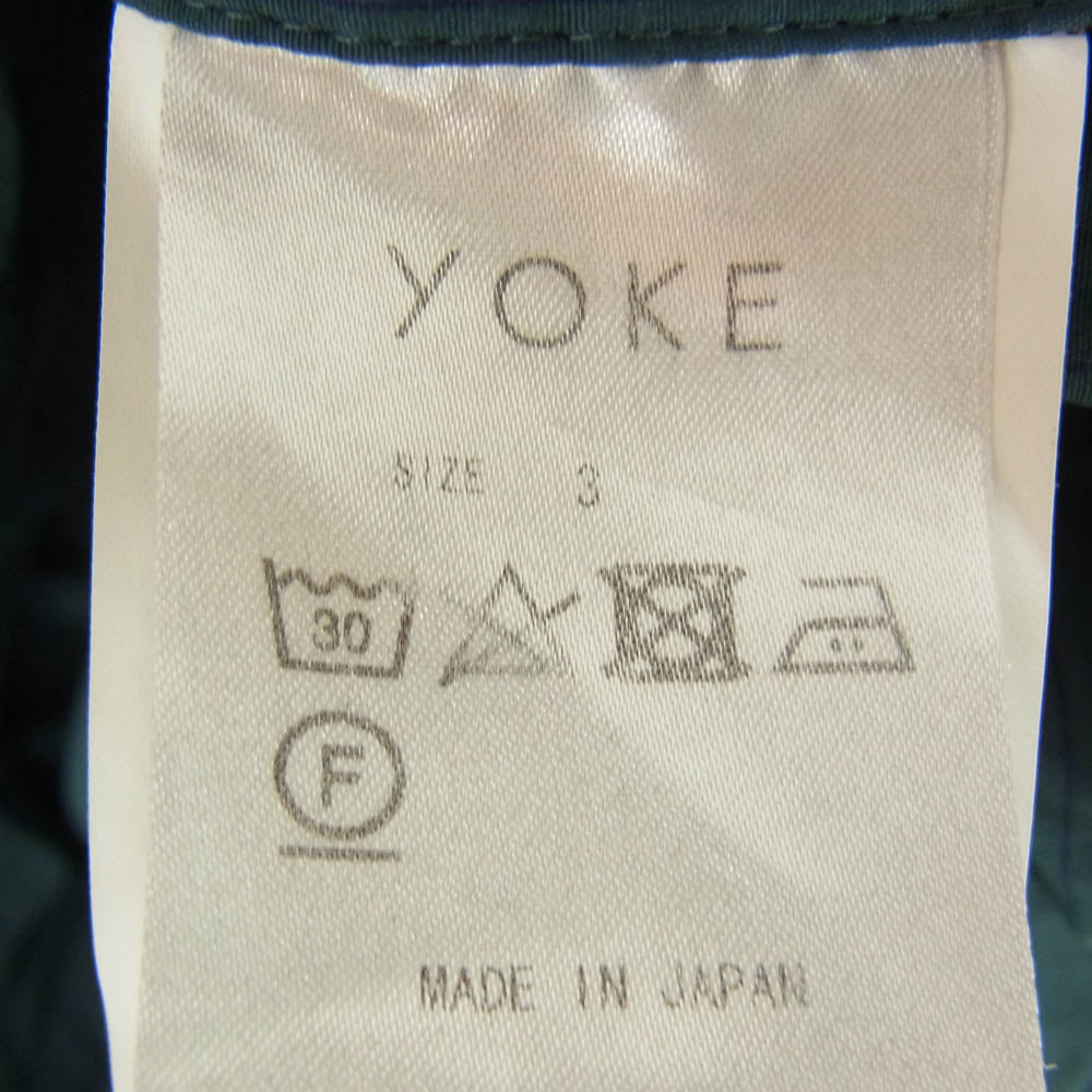 YOKE ヨーク 23SS YK23SS0473SH Garment Dye Stripe Band Collar Shirt ガーメントダイ ストライプ バンドカラー 長袖 シャツ グリーン系 3【中古】